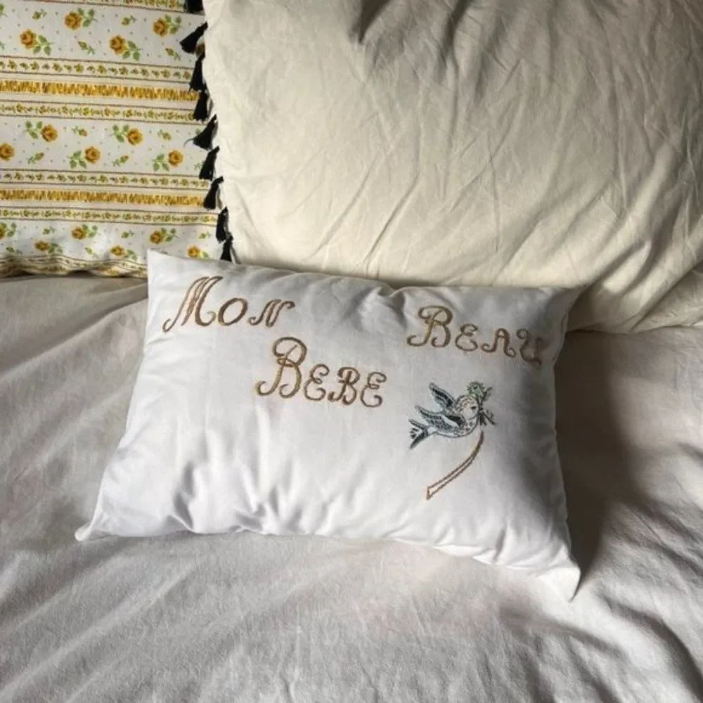 Hand embroidered French style heirloom baby Nursery pillow‎ brand new home decor
